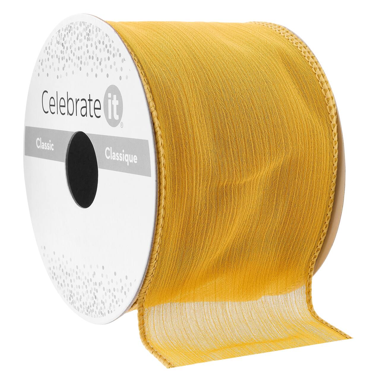 2.5" x 10yd. Taupe Sheer Crinkle Chiffon Wired Ribbon by Celebrate It® Classic